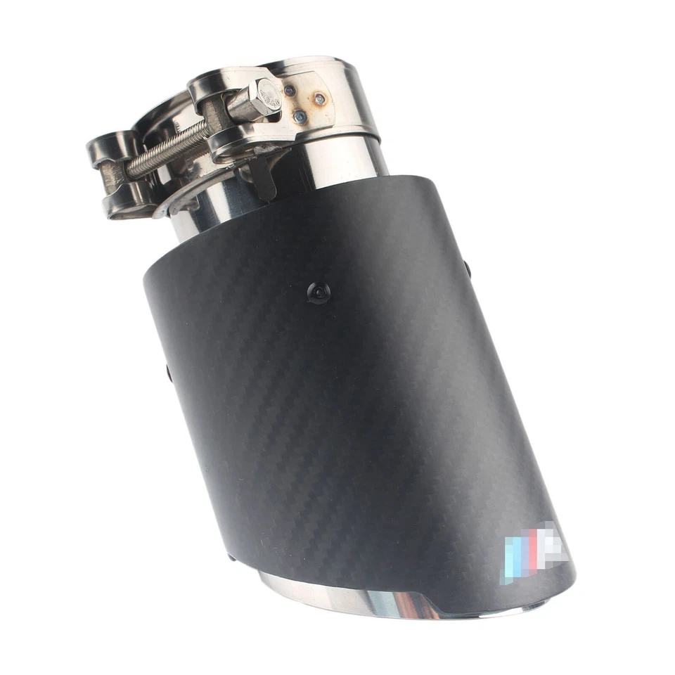 Fit BMW with M-POWER M Colored Exhaust Tips Muffler Pipe Tailpipe Carbon Fiber - Image 2 of 4