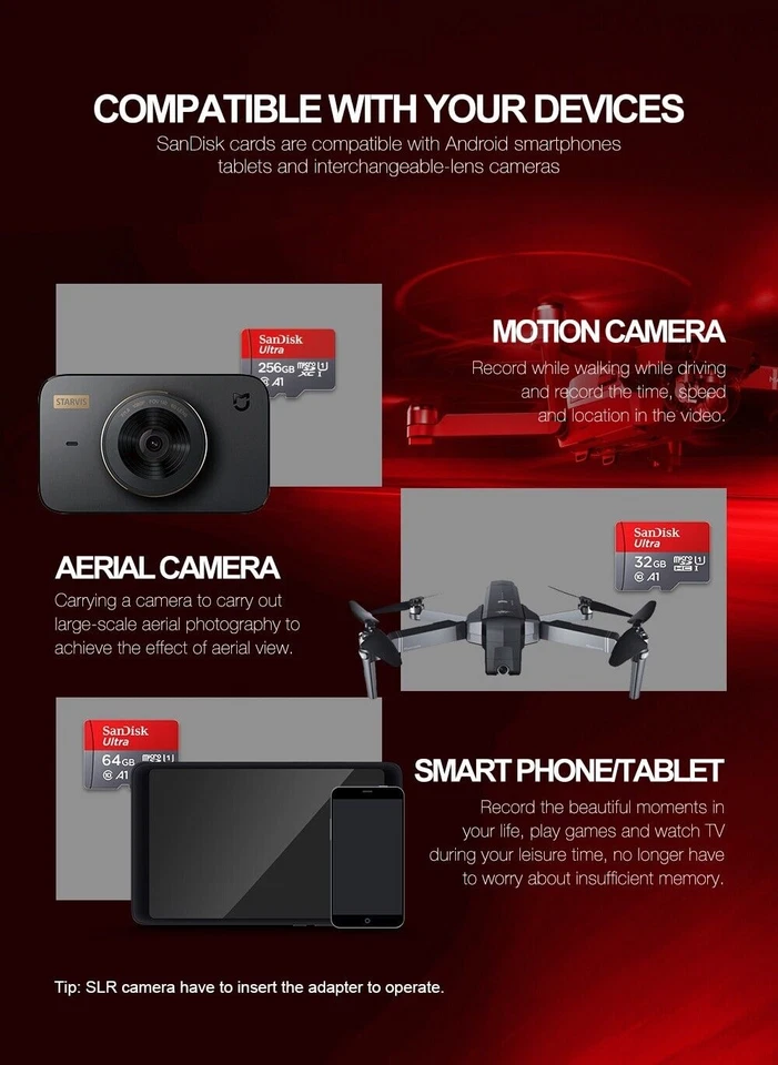 SanDisk Ultra Micro SD Card 32GB TF SDHC Class10 Camera Phone + Adapter - image 3 of 4