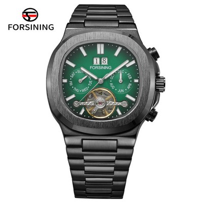 FORSINING Brand Tourbillon Men's Automatic Mechanical Stainless Steel Band Watch