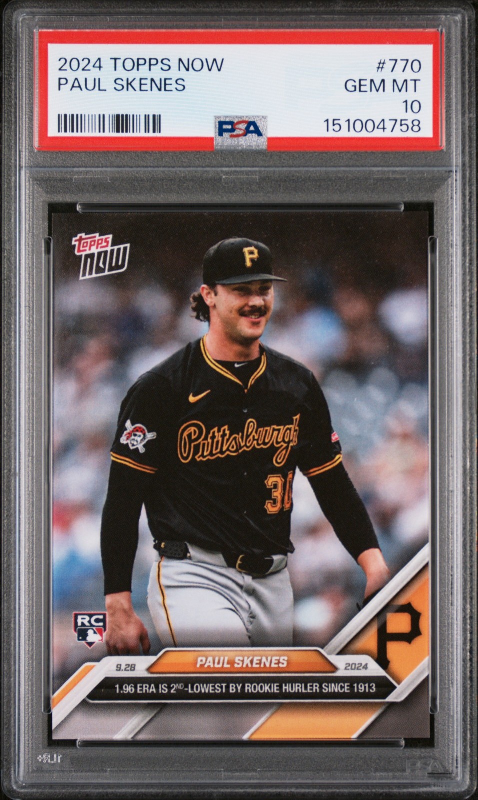 2024 TOPPS NOW #770 PAUL SKENES ROOKIE RC PSA 10