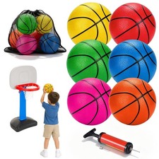 GLECTG 6 Pack Mini Basketballs, 6 Inch Basketball Set with Pump