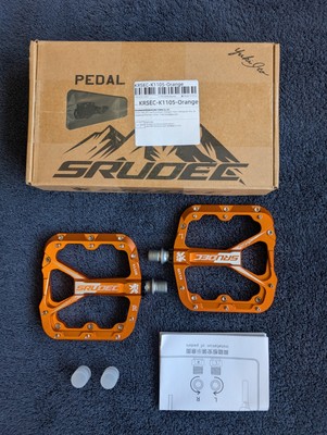 Srudec Aluminium Orange Flat Pedale 354g NEU abnehmbare Pins versiegeltes Lager