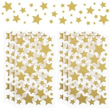 6 Sheet Glitter Gold Star Stickers - Self-Adhesive - Yellow Labels