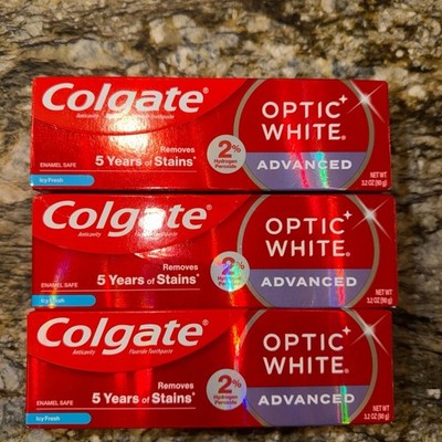 Colgate Optic White Advanced Hydrogen Peroxide Whitening Toothpaste, x3