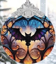 Bat Themed Stained Glass Style Hanging Ornament/Suncatcher