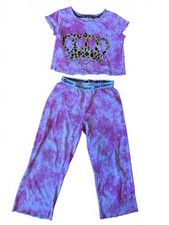 Juicy Couture Girls Pink Tie-Dye Crown Sleepwear Set Crop Top Pants Size 6/6X