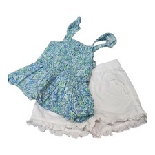 Crewcuts Girls XL 12-14 Summer Outfit   Paisley Ruffle Top  White Ruffle Shorts