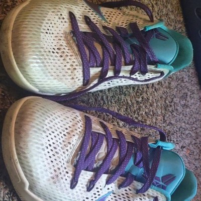 Nike Kobe 11 Men s Low Top Athletic Lace-Up Sneakers White Purple Turquoise