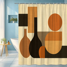 Modern Abstract Shower Curtain in Earthy Tones for Home Decor