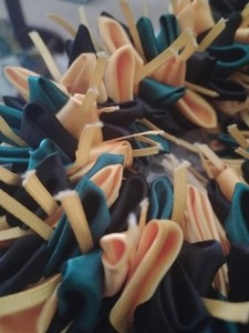 Hand Made Silk Ribbon Lei Green Yellow And Black 