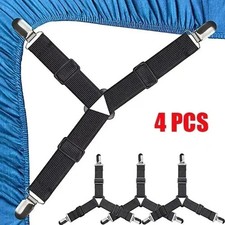 4Bed Sheet Fasteners Adjustable Elastic Suspenders Straps Mattress Covers Clips