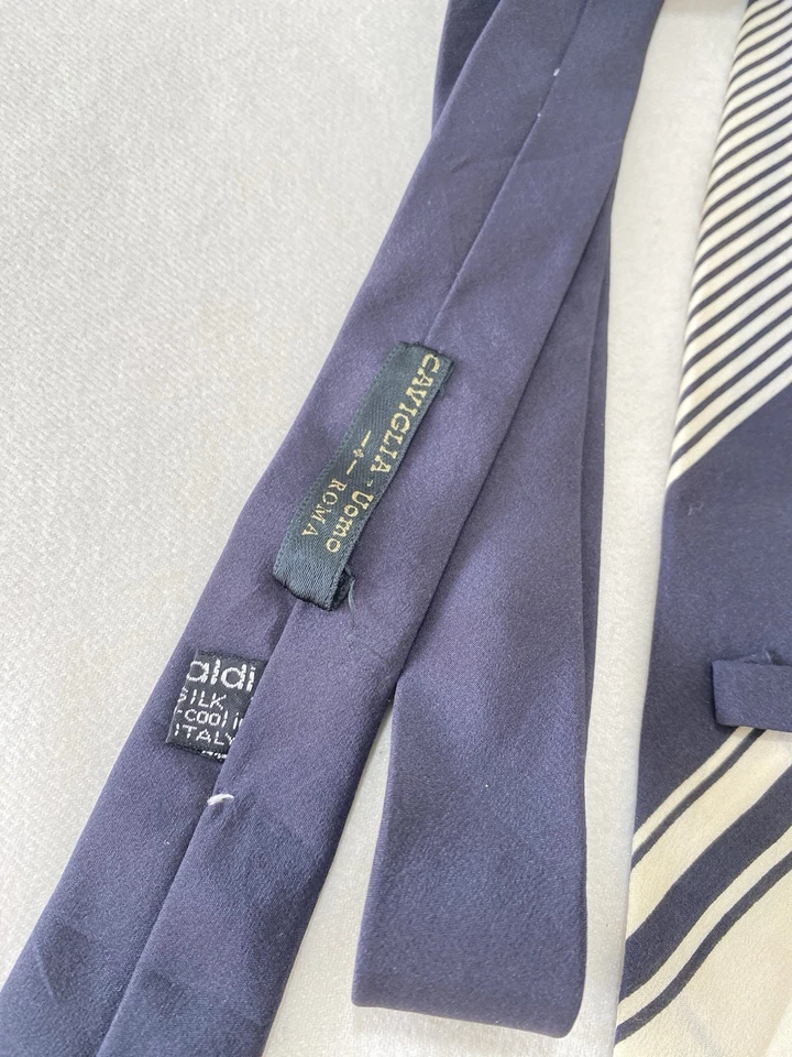 Corbata para hombre PANCALDI de seda a rayas negras. M en Italia. Ex Con Foto 2 de 4