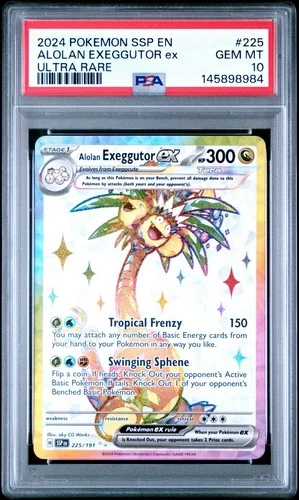 2024 POKEMON SSP EN-SURGING SPARKS ULTRA RARE #225 ALOLAN EXEGGUTOR EX PSA 10