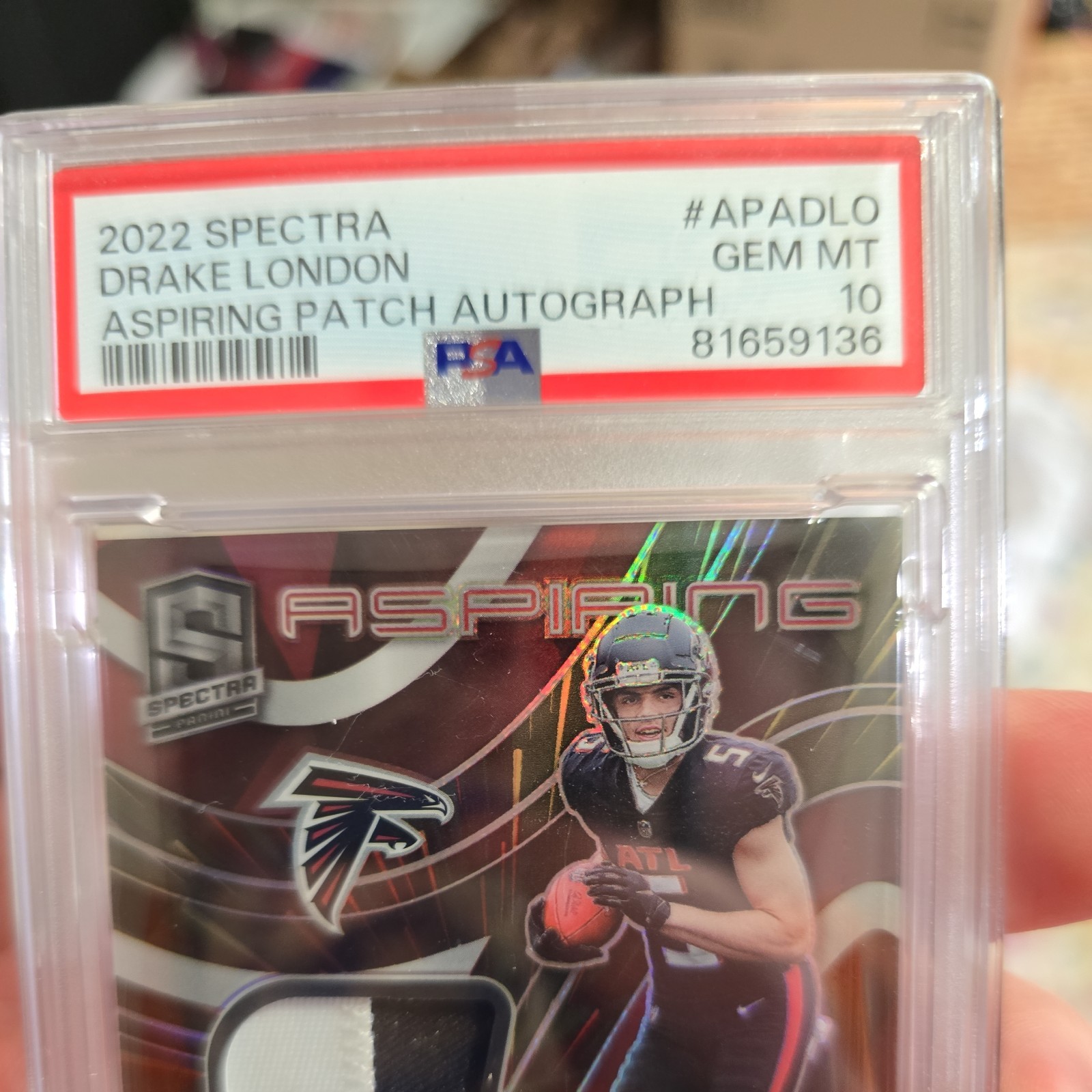 2022 Panini Spectra Drake London RPA ROOKIE PATCH AUTO HYPER /60 PSA 10 Gem Mint view 5