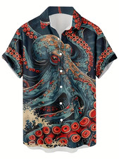 Retro Giant Octopus Hawaiian Shirt 3D All Over Print - Adults