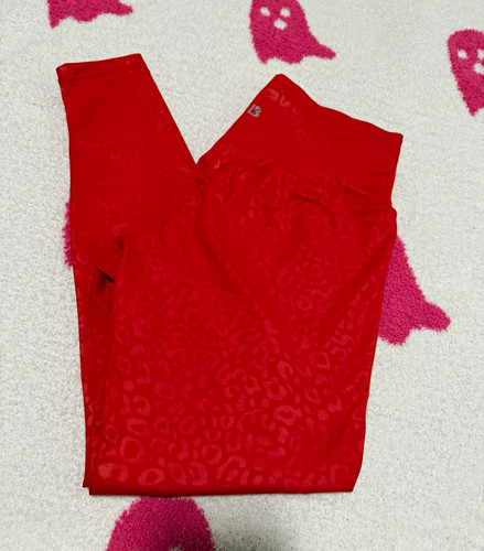 Buffbunny Collection High Rise Red Animal Print Ankle Leggings M Stretch