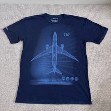 Boeing 787 Dreamliner Graphic T-Shirt Men's 3XL Blue Short Sleeve USA Made Used