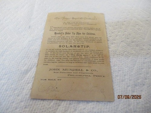JOHN MUNDELL & CO Shoes for Children Philadelphia Trade Card - Picture 2 of 2