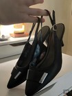 Karen Scott Women's Black Leather Pointed Toe Slingback Heels Buckle 8.5 — photo 1