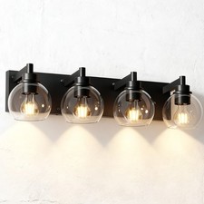 4 Lights Vanity Light 27 Inch LED Black Bathroom Mirror Glass Shade Wall Fixture