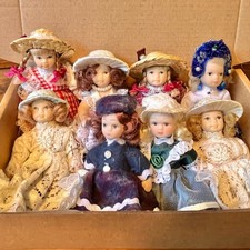 Vintage Minature Porcelain Doll Lot Box of 8 Dolls 10cm H