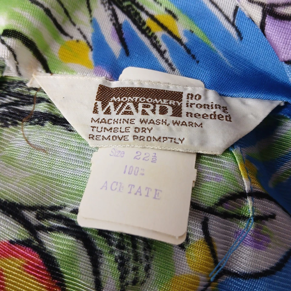 Vestido De Colección Montgomery Ward Años 60 Para Mujer 22.5 (2XL) Cintura Imperio Azul Floral Foto 4 de 4