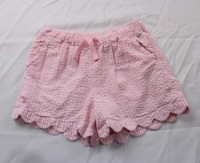 Vineyard Vines Girl's Seersucker Scallop Hem Pull-On Shorts EH6 Hibiscus Large