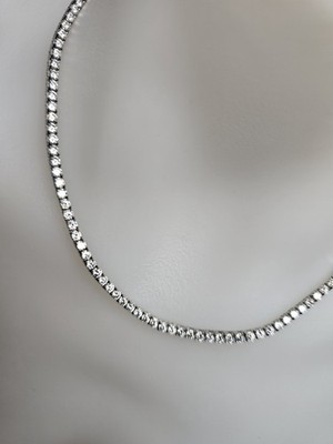 Qorn Moissanite Tennis Kette 3mm 18'' GRA zertifiziert makellos FL D Farbe 3EX Stahl