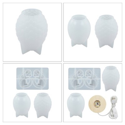 LED Silicone Resin Mold with USB Powered Wooden Lighting Base Stand with Switch