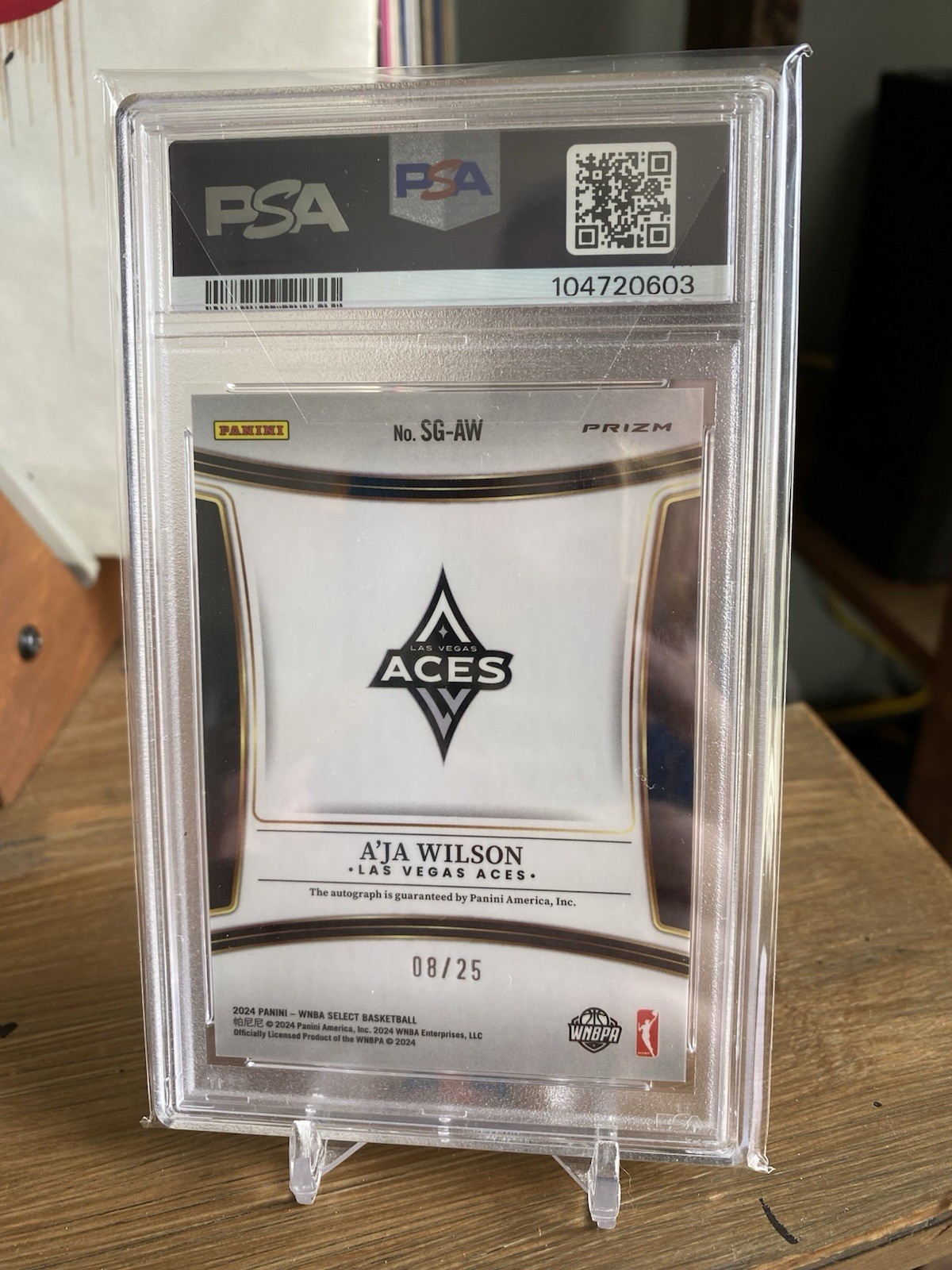 2024 Panini Select WNBA Signatures A'ja Wilson Tie-Dye Prizm /25 Auto PSA 10 view 2