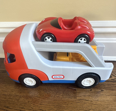 Little Tikes Car Carrier Hauler Truck Playset w/ 3 Vehicles, Red & Yellow Car