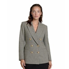Vintage Pendleton Blazer Women's Size Medium Gray Black Glen Plaid 100 Wool