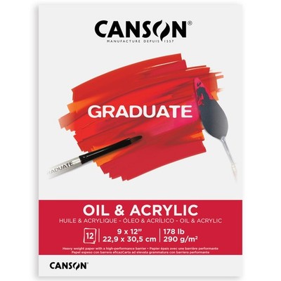 Graduate Oil Acrylic Paint Pad 9x12 inch 12 Sheets for Artist Student