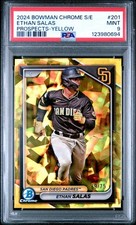 2024 Bowman Chrome Sapphire ETHAN SALAS Prospects Yellow #BCP-201 39/75 PSA 9