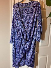 SheIn Woman's Long Sleeve Wrap Dress - Purple & Blue Abstract Print - Large