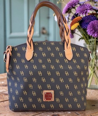 Dooney Bourke Dark Brown T Moro Gretta Celeste Satchel DB Logo Monogram Bag DB02