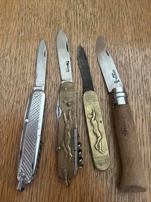 Lot 4 COUTEAUX DE POCHE PLIANT 2 COURSOLLE, 1 Ducher, 1 opinel - Photo 1/4