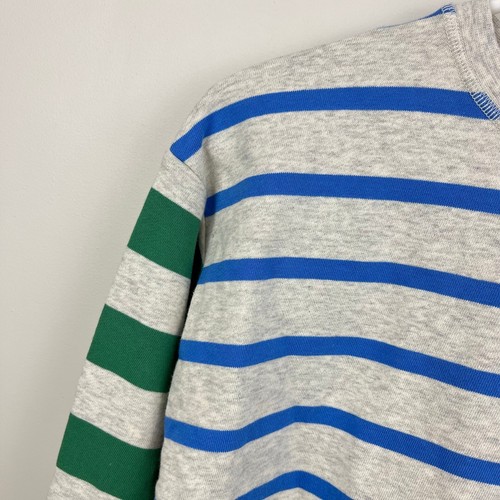 Mini Boden Kids' Stripe Volume sleeve Sweatshirt Oatmeal/Blue 9-10 NWOT - Picture 2 of 6