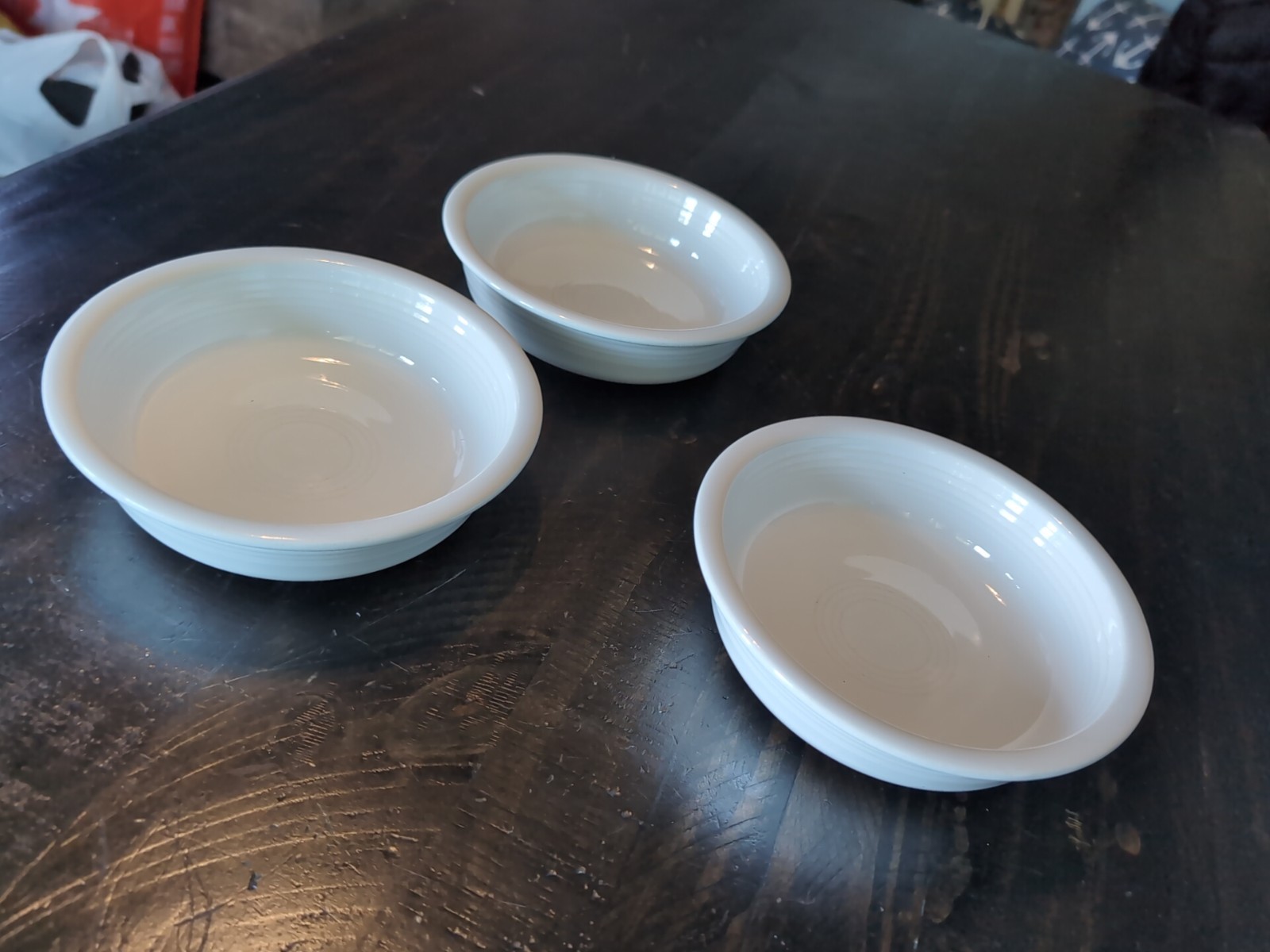 Of 3 Vintage Fiesta Ware White Ceramic Bowls 7 In.