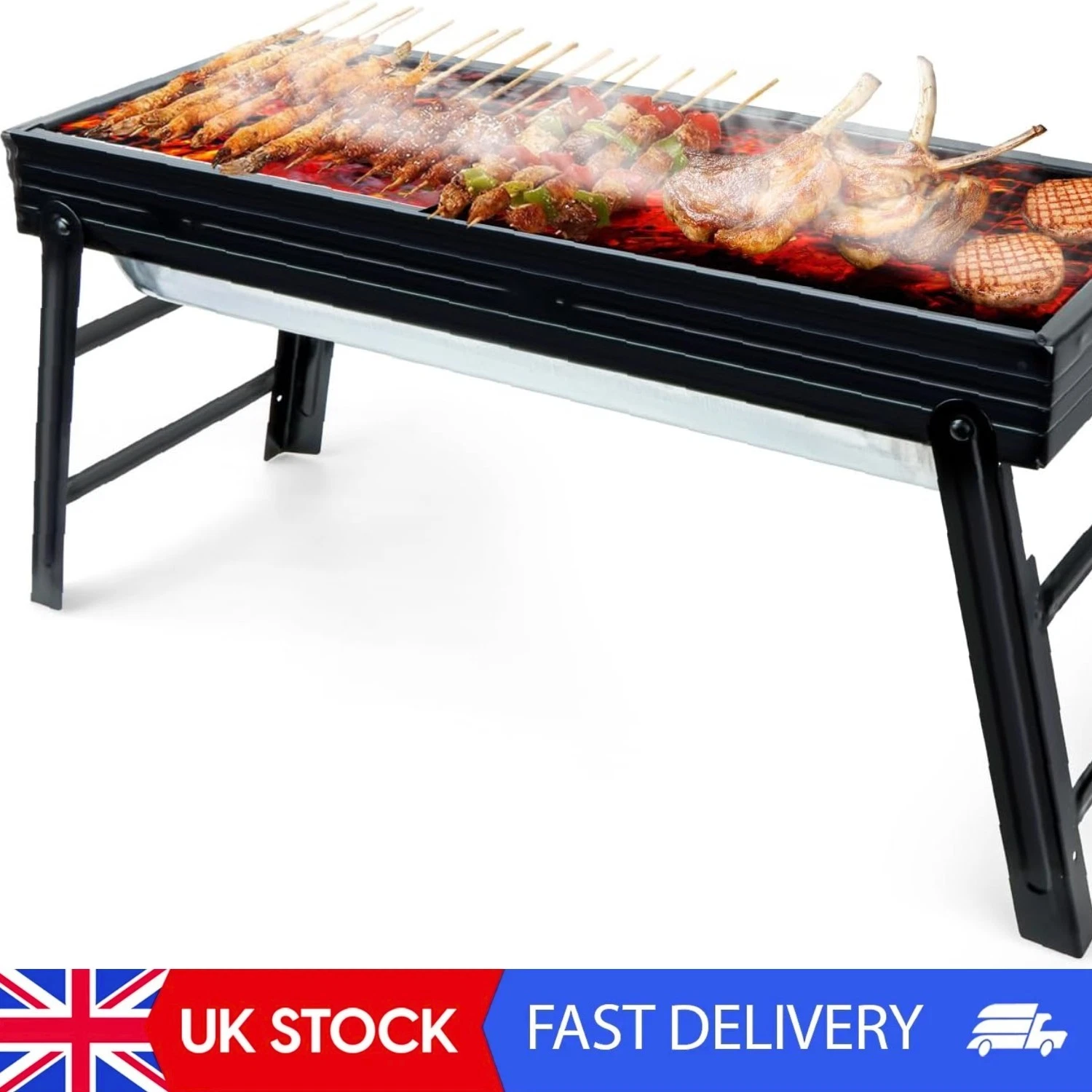 BBQ Barbecue Grill, Portable Foldable Charcoal Grill For Outdoor, Stainless