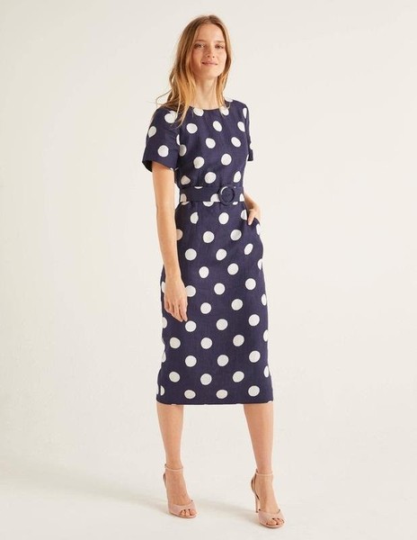 Women Boden Dress White Linen 38 / M / 46 #8E2Y