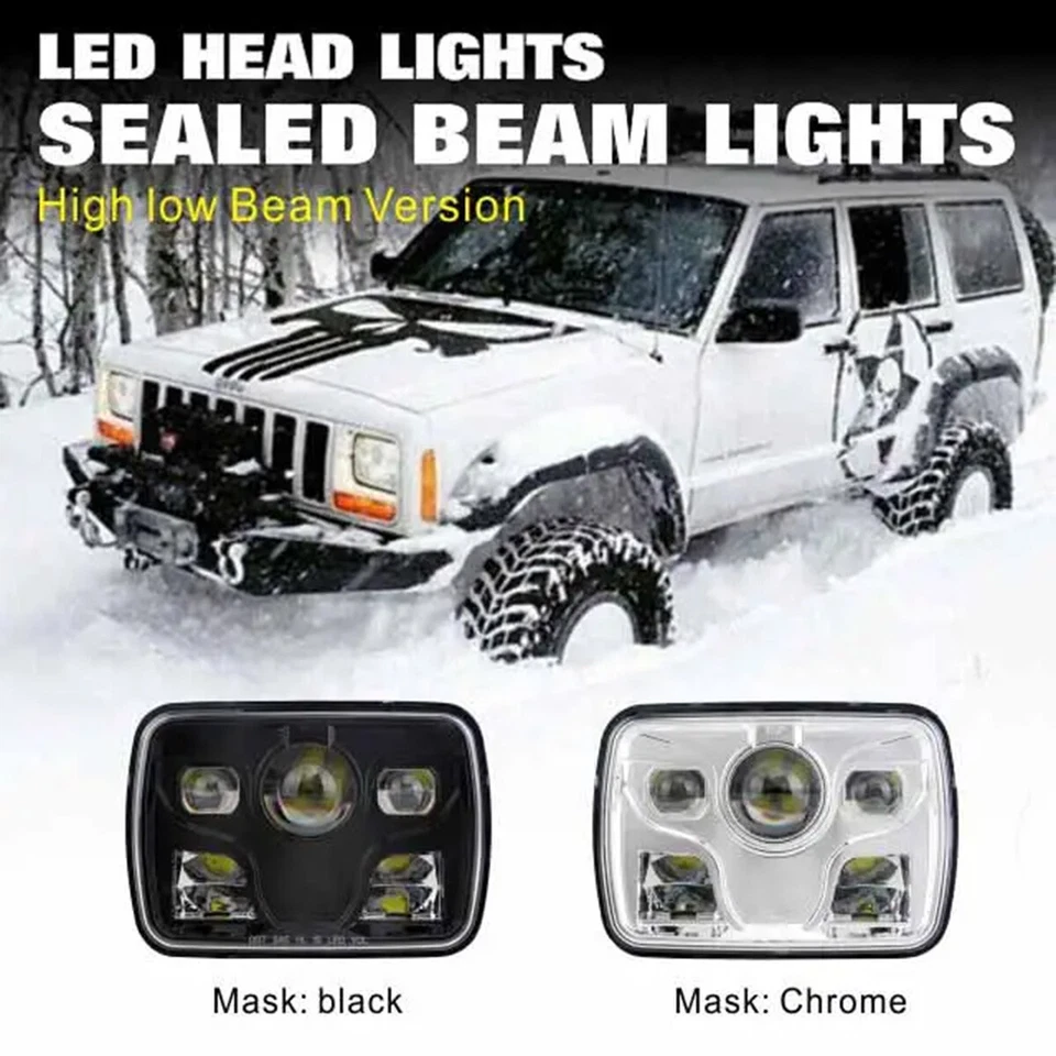 Прямоугольная герметичная черная светодиодная фара ближнего/дальнего света 5x7 дюймов - Изображение 4 из 4