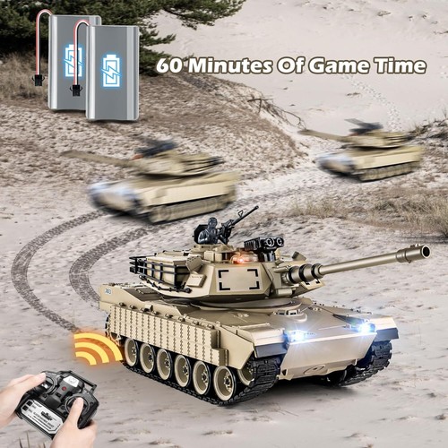 Tanque RC 1:18, 2.4Ghz M1A2 Control Remoto Tanque Modelo Juguetes Juguete Militar Dispara BBS - Imagen 27 de 28