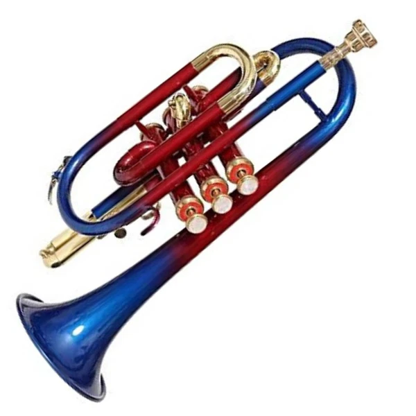 Cornet Trumpet Handmade Bb,Multi Color Lacquered+Brass Finish by Zaima with Case - Image 3 of 4