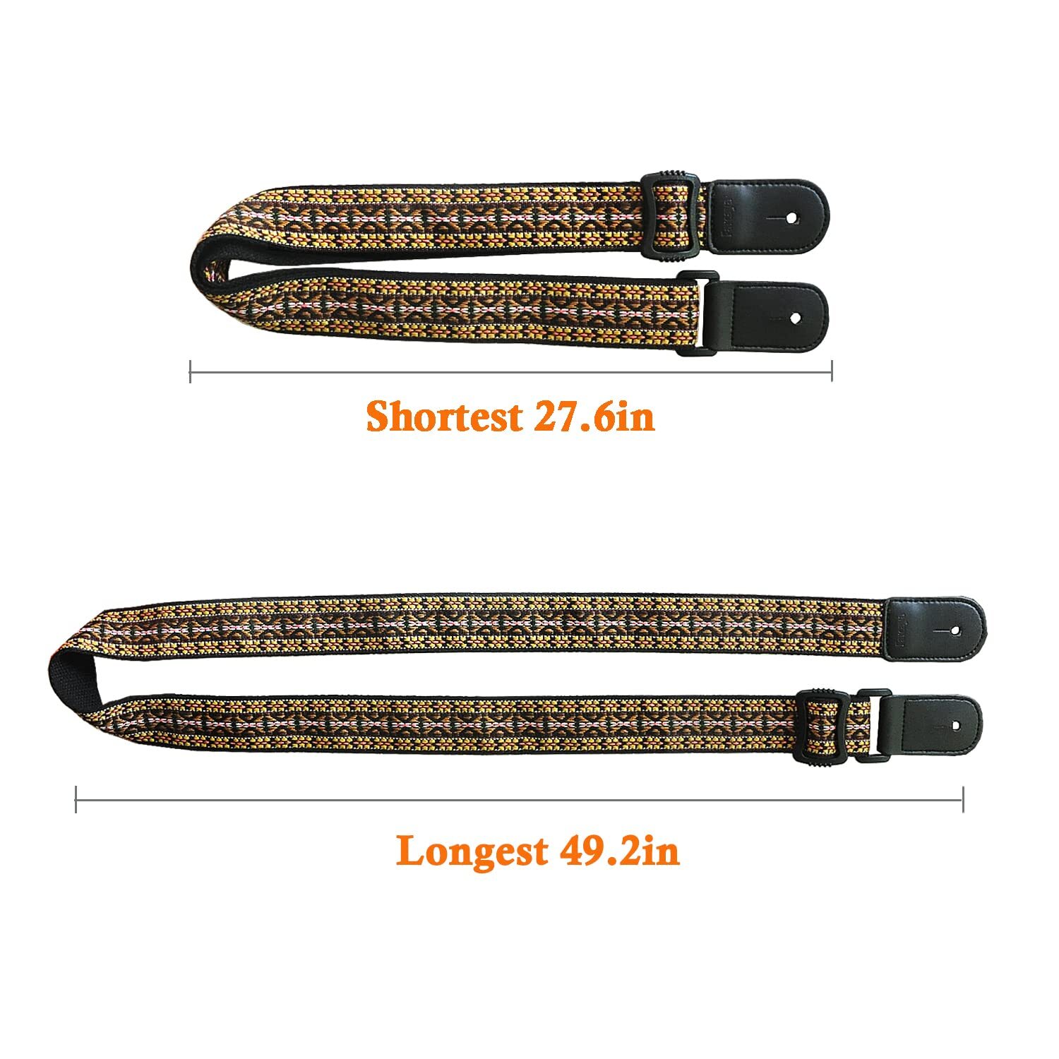 Longteam Simple Linen Leather Ukulele Strap Adjustable Length Durable Uke