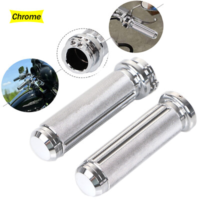 Chrome 1'' Handlebar Hand Grip For Harley Heritage Softail Fat Boy Dyna Sportster