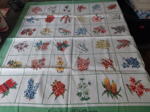 Mantel de lino vintage flores silvestres australianas diseñado por Heil 43x31,5 - Imagen 7 de 8