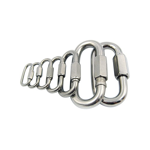 Quick Link Lock Carabiner Clips With Screw Lock Heavy Duty Stainless Steel Hooks - Picture 3 of 15