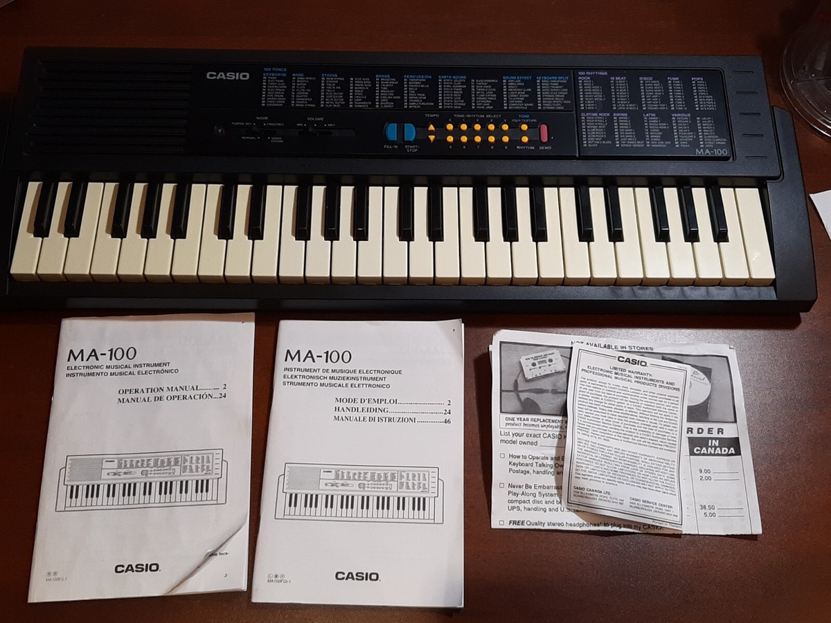 Rare Vintage CASIO MA-100ES-1 Electronic Keyboard Tested, Complete
