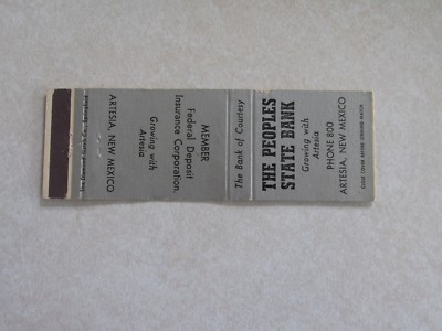 F570 Matchbook Cover New Mexico NM Peoples State Bank Artesia